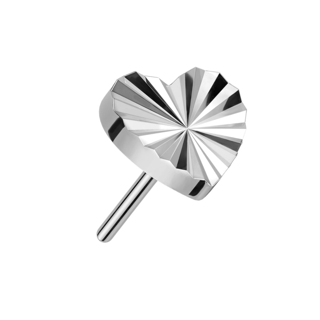 Titanium Threadless Push in Diamond Cut Heart Earring