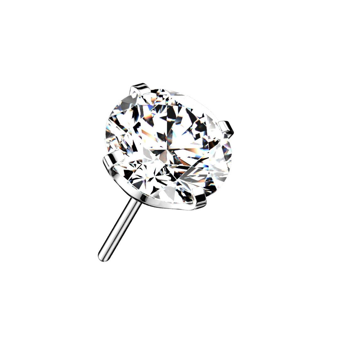 Titanium Threadless Push in Flat Back CZ Crystal Earring