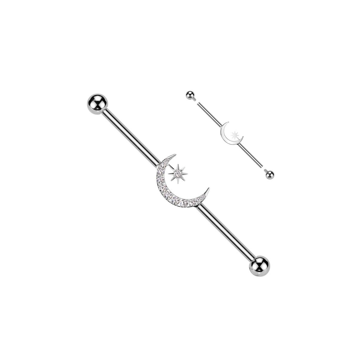 Titanium Internally Threaded  Crescent Moon Industrial Barbell