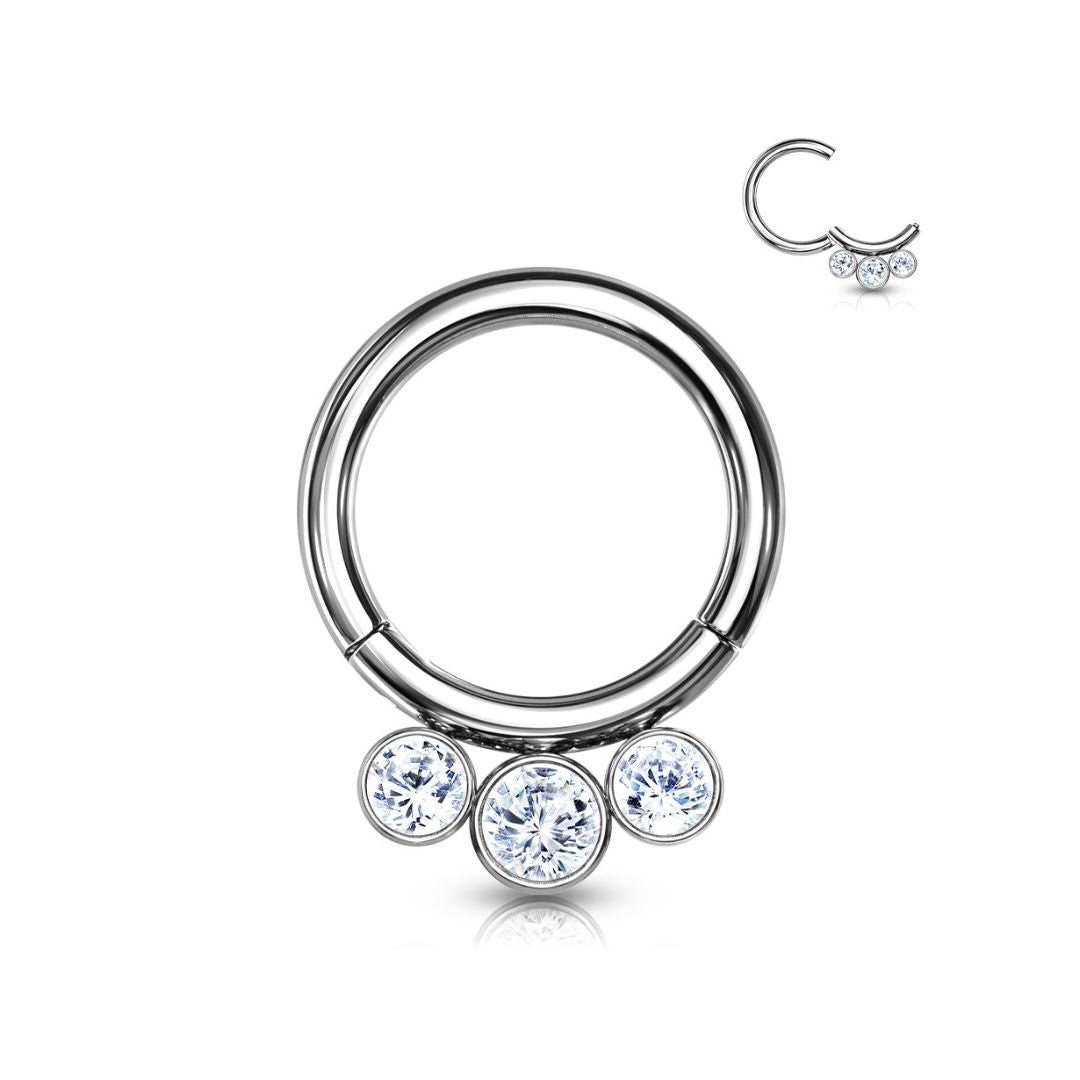 Titanium CZ Bezel Hinge Ring