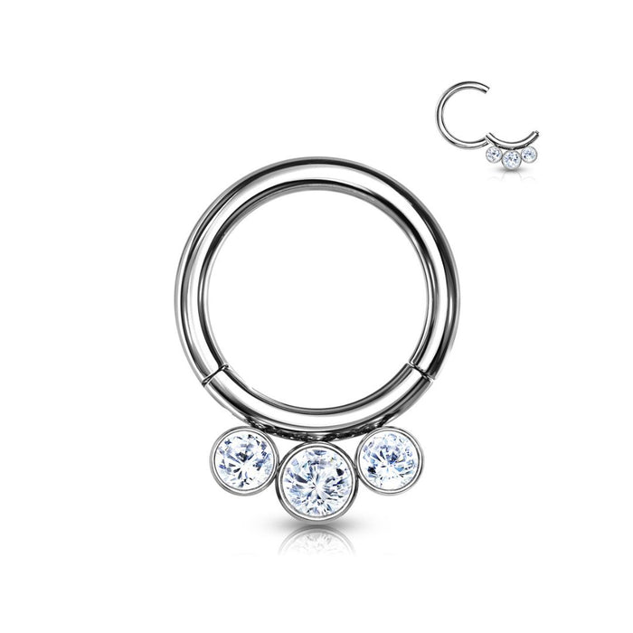 Titanium CZ Bezel Hinge Ring