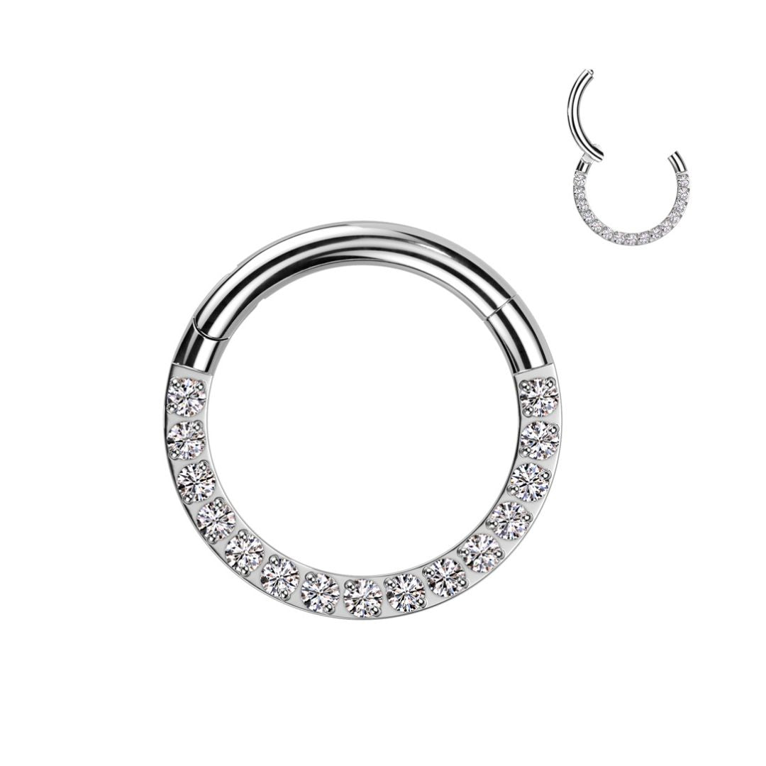 Titanium Front Facing CZ Hinge Hoop