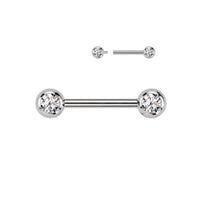 Titanium Internally Threaded CZ Bezel End Nipple Barbell