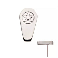 Titanium Threadless Coffin with Pentagram Flat Back Earring