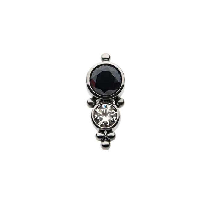 Titanium Threadless Flat Back Black CZ Ball Cluster Earring