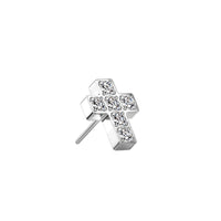 Titanium Threadless Flat Back CZ Cross Earring