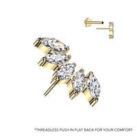 Titanium Threadless Push in Flat Back CZ Fan Cartilage Earring