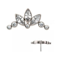 Titanium Threadless Push In CZ Marquis with Bezels Fan Flat Back Earring