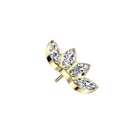 Titanium Threadless CZ Marquis Fan Flat Back Earring
