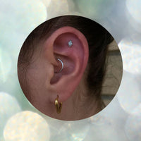 Titanium Threadless Push In Flat Back Pave CZ Diamond Shape Earring