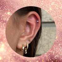 Titanium Threadless CZ Bezel Flat Back Earring