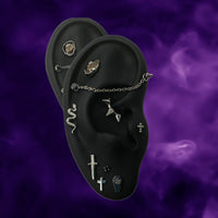 Titanium Threadless Coffin with Pentagram Flat Back Earring