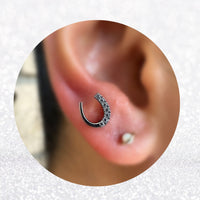 Titanium Threadless Flat Back CZ Horseshoe Earring