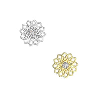 Titanium Threadless Push In Flat Back CZ Mandala Flower Earring