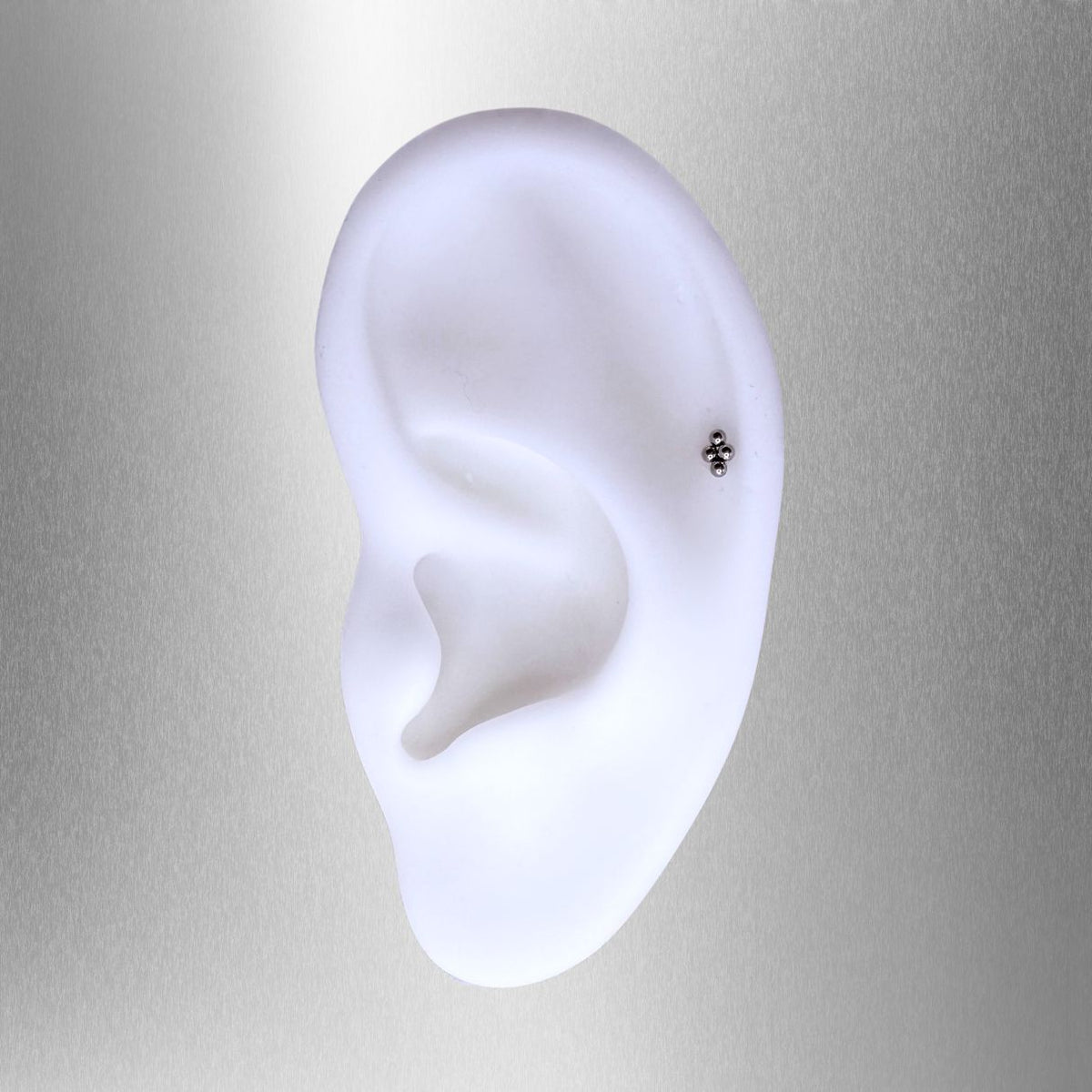 Titanium Threadless Flat Back Four Ball Cluster Earring