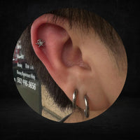 Titanium Threadless Push in Skull and Crossbones Flat Back Earring