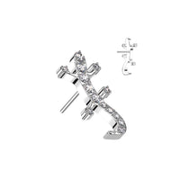 Titanium Threadless Flat Back CZ Lizard Gecko Earring