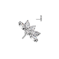 Titanium Threadless Flat Back CZ Bezel and 5 Marquis Fan Earring