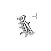 Titanium Threadless Flat Back CZ T-Rex Dinosaur Earring