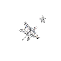 Titanium Threadless Flat Back Large CZ Star Earring