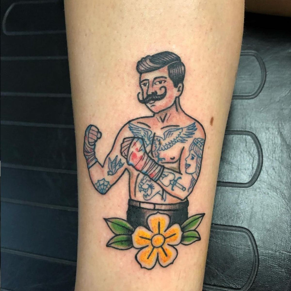 Traditional Old School Boxer Tattoo Best Tattoo Artists Mr. Inkwells Tattoos