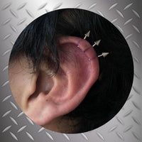 Titanium Threadless Push In Flat Back Spike Earring