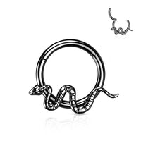 Titanium Hinged Segment Hoop Ring With Snake