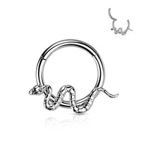 Titanium Hinged Segment Hoop Ring With Snake