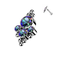 Titanium Internally Threaded CZ Bezel and Beaded Ball Cluster with Titanium Backing