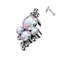 Titanium Internally Threaded CZ Bezel and Beaded Ball Cluster with Titanium Backing