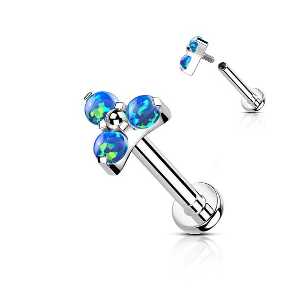 Titanium Internally Threaded Opal Trinity Top with Titanium Backing