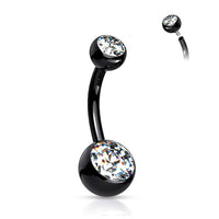 Titanium PVD Plated Double Jewel Belly Button Ring