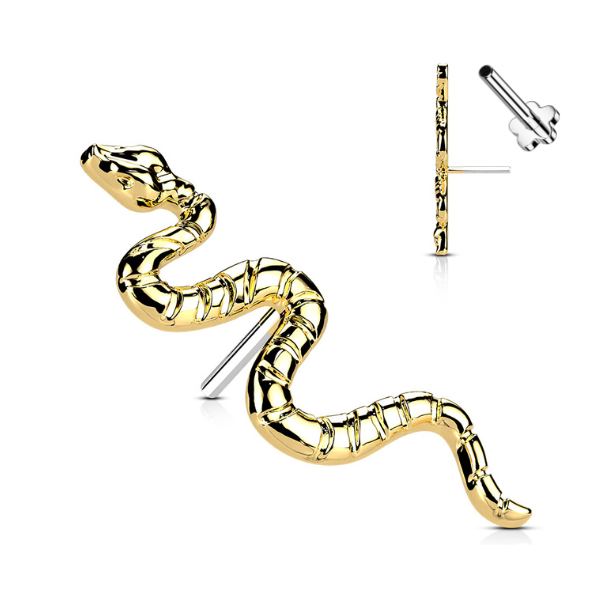 Titanium Threadless Push in Flat Back Snake Earring