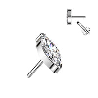 Titanium Threadless CZ Marquis Top with Titanium Backing