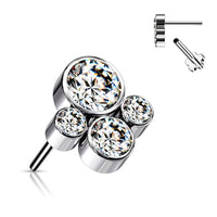 Titanium Threadless CZ Bezel Cluster Top with Titanium Backing